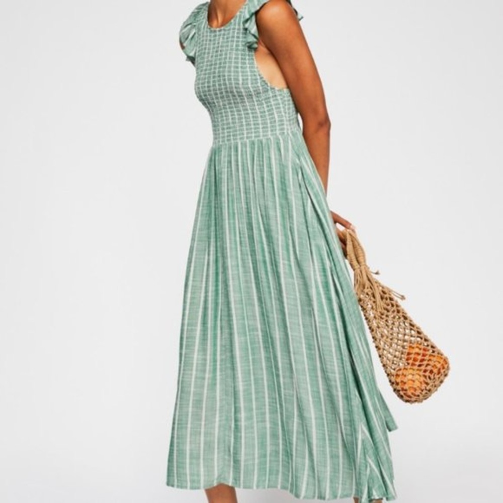 Free People Butterflies Chambray Midi Dress - Green - Picture 2 of 9